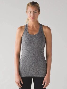 Lululemon Cool Racerback tank top Heathered Black Size 8/M GUC